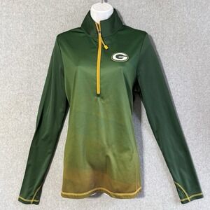 Green Bay Packers Majestic Therma Base Quarter Zip Pullover Womens XL